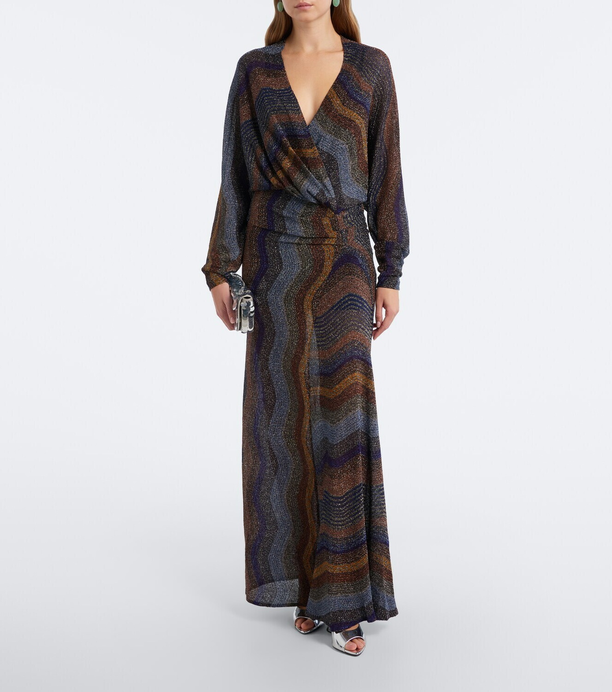 Missoni Draped printed lamé gown