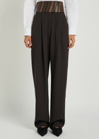 Alaïa Panelled Belted Wool Trousers Dark Brown