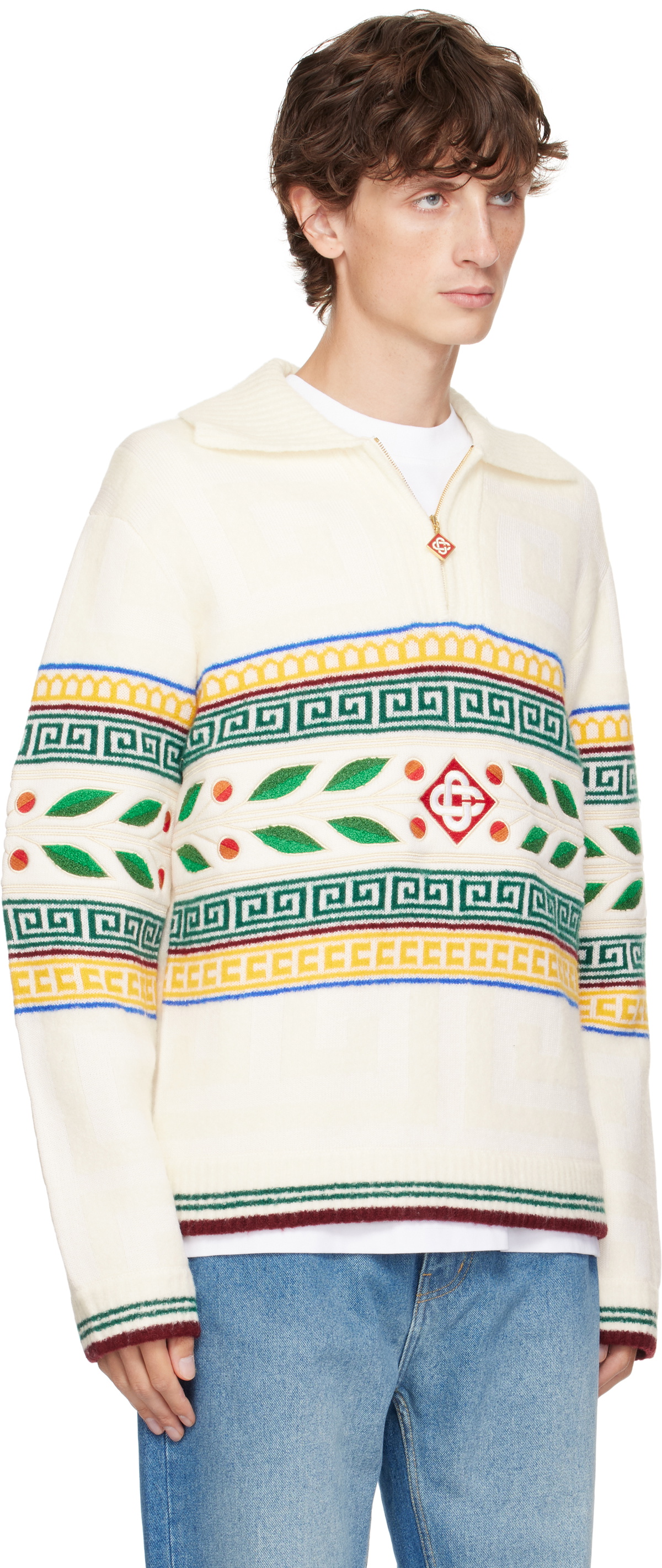 Casablanca White Laurel Olympique Sweater Casablanca
