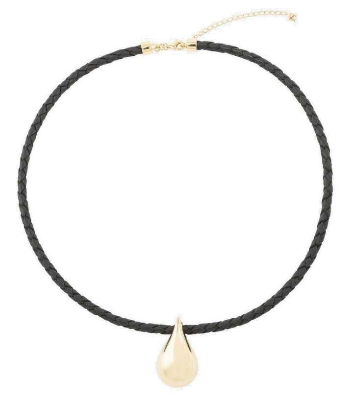 Photo: Mateo Water Droplet 14kt gold and leather necklace