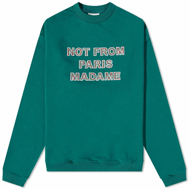 Photo: Drole de Monsieur Men's Drôle de Monsieur Not From Paris Madame Tartan Sweat in Forest Green