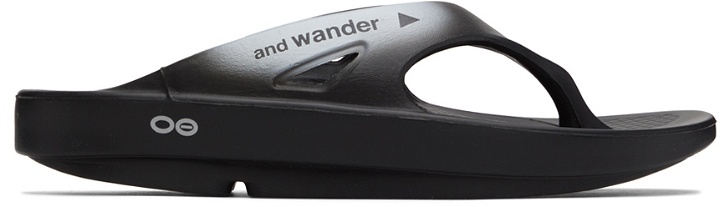 Photo: and wander Black OOFOS Edition Recovery Sandals