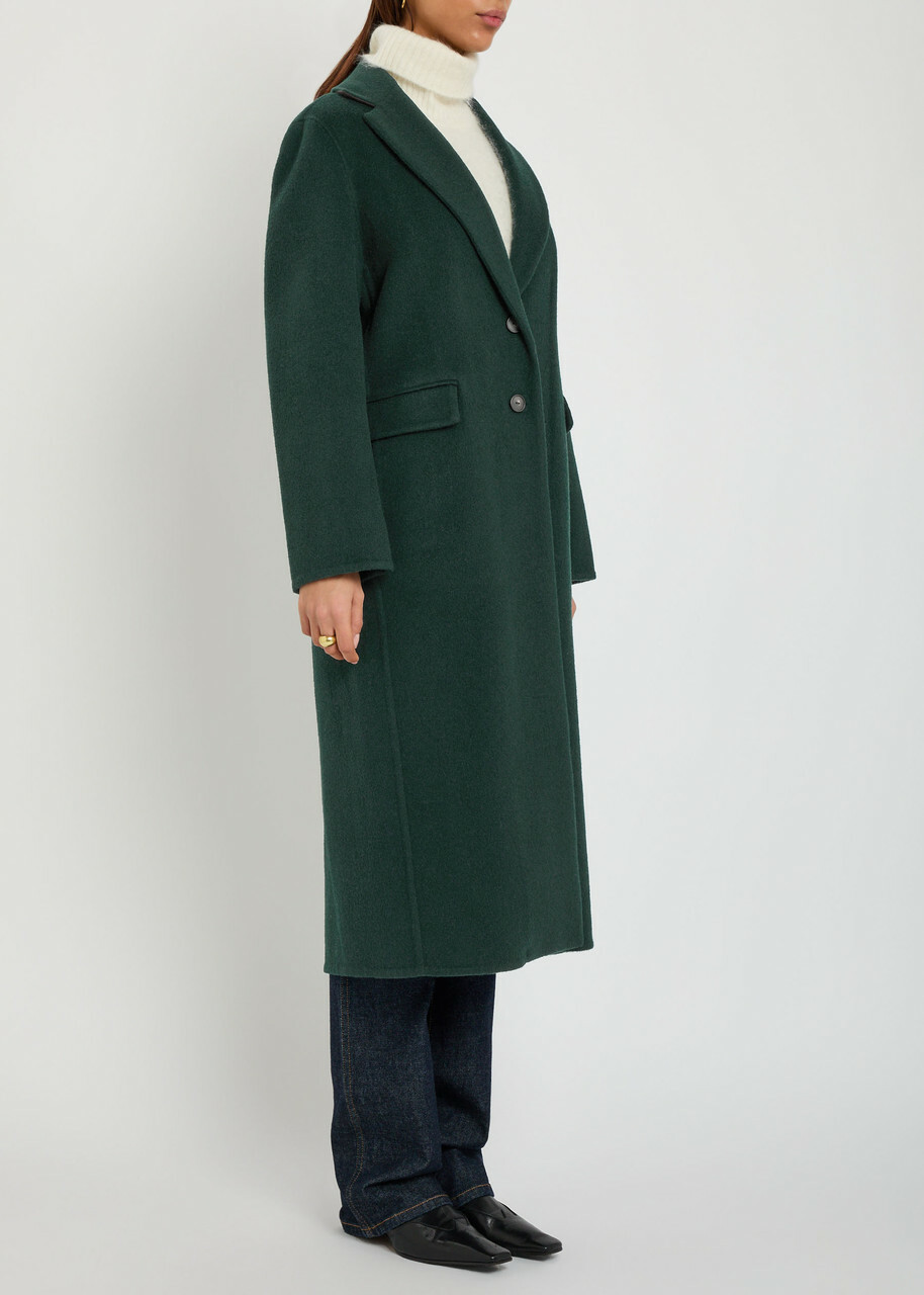 Vince Single Breasted Wool-blend Coat Green