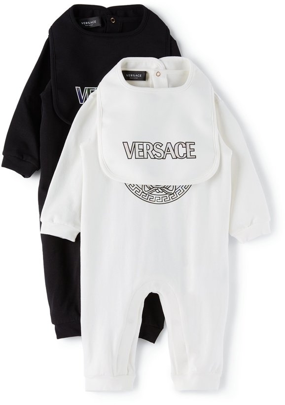 Photo: Versace Baby White & Black Bodysuits & Bibs Gift Set