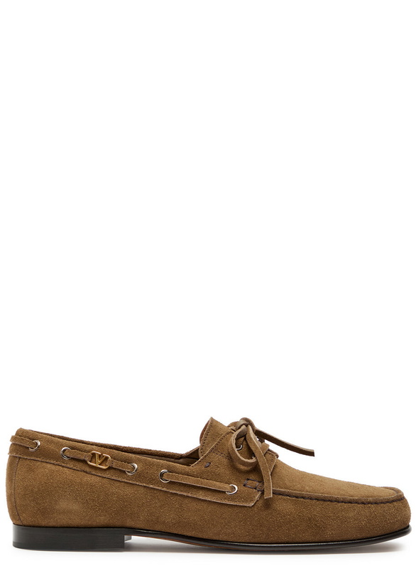 Photo: Valentino Garavani Vlogo Suede Loafers Brown