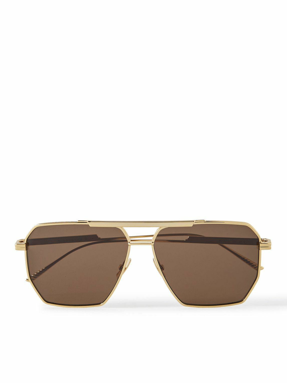 BOTTEGA VENETA Aviator-style gunmetal-tone sunglasses