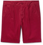 Aspesi - Pleated Cotton-Twill Chino Shorts - Red