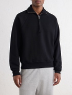 AMI PARIS - Logo-Embroidered Cotton-Jersey Half-Zip Sweatshirt - Black