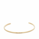 Maison Margiela Men's Slim Text Logo Bangle in Yellow Gold Plating Burattato