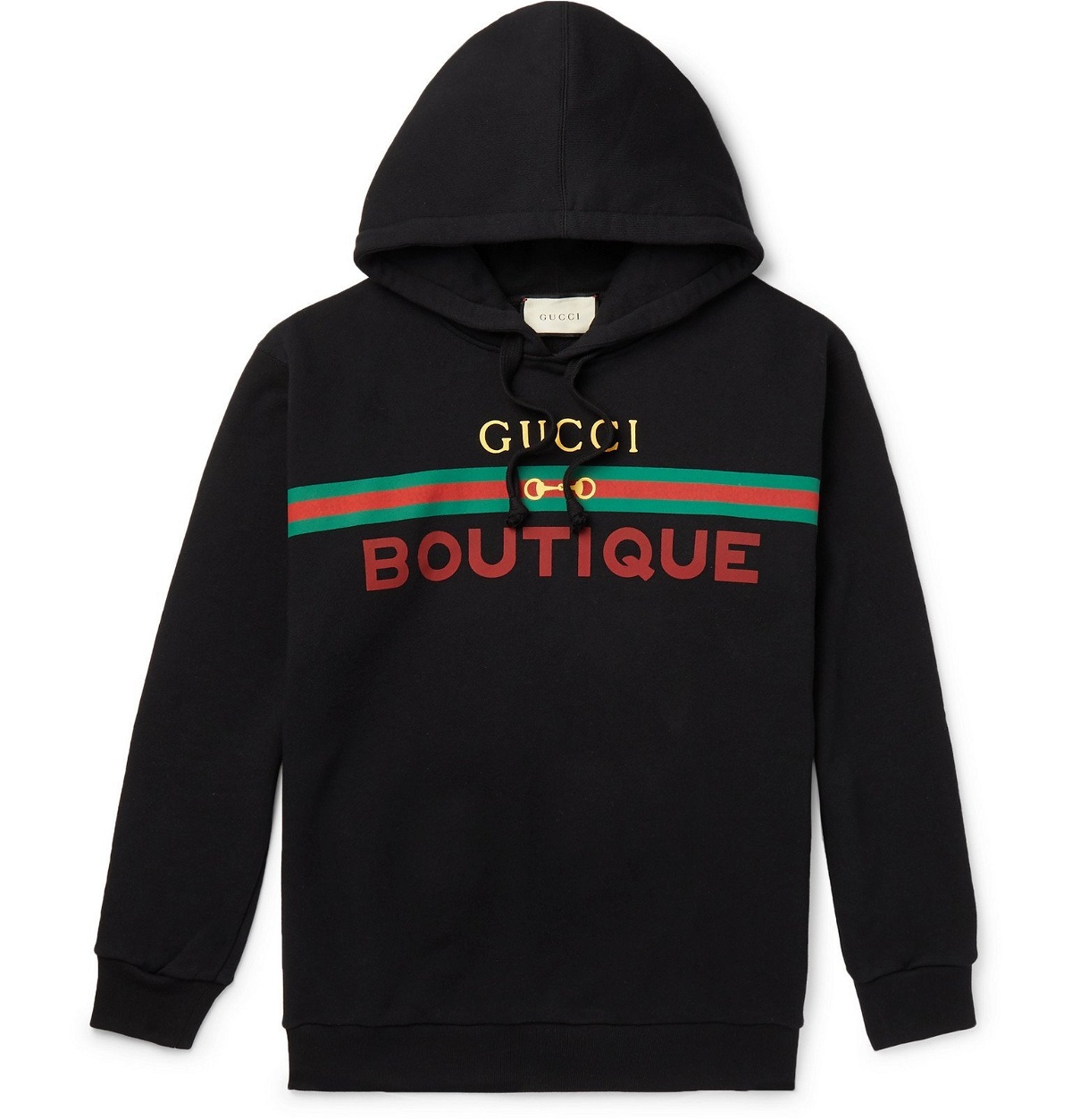 Gucci - Logo-Print Loopback Cotton-Jersey Hoodie - Black Gucci