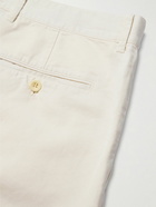 Mr P. - Straight-Leg Pleated Cotton and Linen-Blend Twill Shorts - White