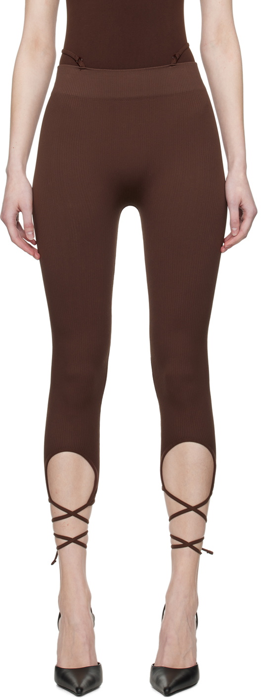 ANDREĀDAMO Brown Lace-Up Leggings