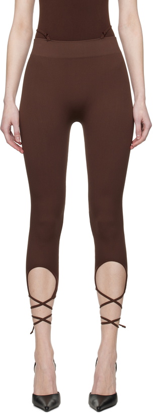 Photo: ANDREĀDAMO Brown Lace-Up Leggings