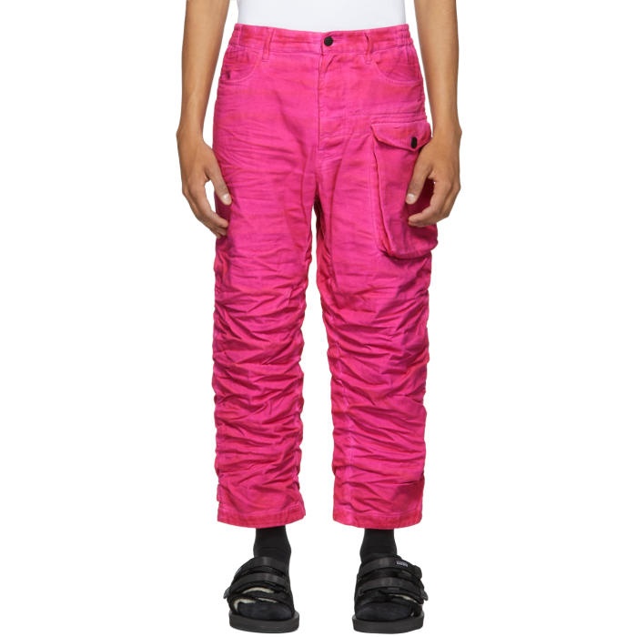 Photo: Raw Research SSENSE Exclusive Pink Tendric Loose Cropped Trousers 
