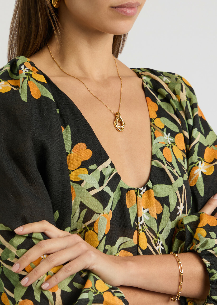 ワンピースその他 BERNADETTE io maxi dress with floral linen print BERNADETTE Georgio Floral-Print Linen Gown in Metallic | Lyst