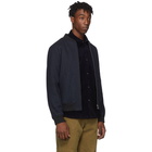 A.P.C. Navy Wool Mouline Lota Bomber Jacket