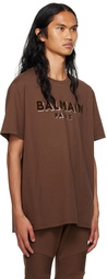 Balmain Brown Flocked T-Shirt