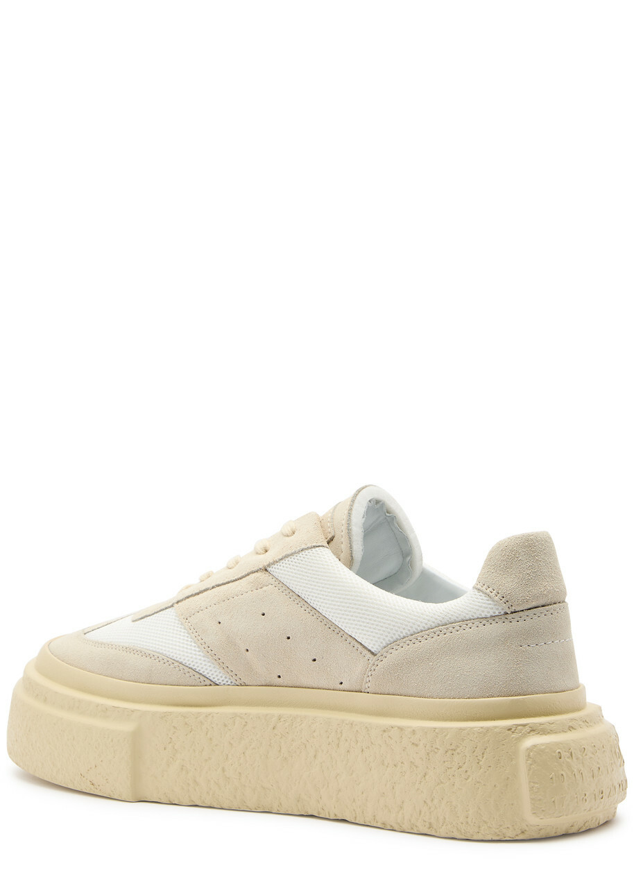 MM6 BY Maison Margiela Panelled Suede Flatform Sneakers Cream