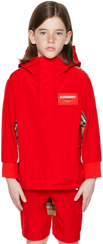 Photo: Burberry Kids Red Check Panel Jacket