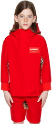 Burberry Kids Red Check Panel Jacket