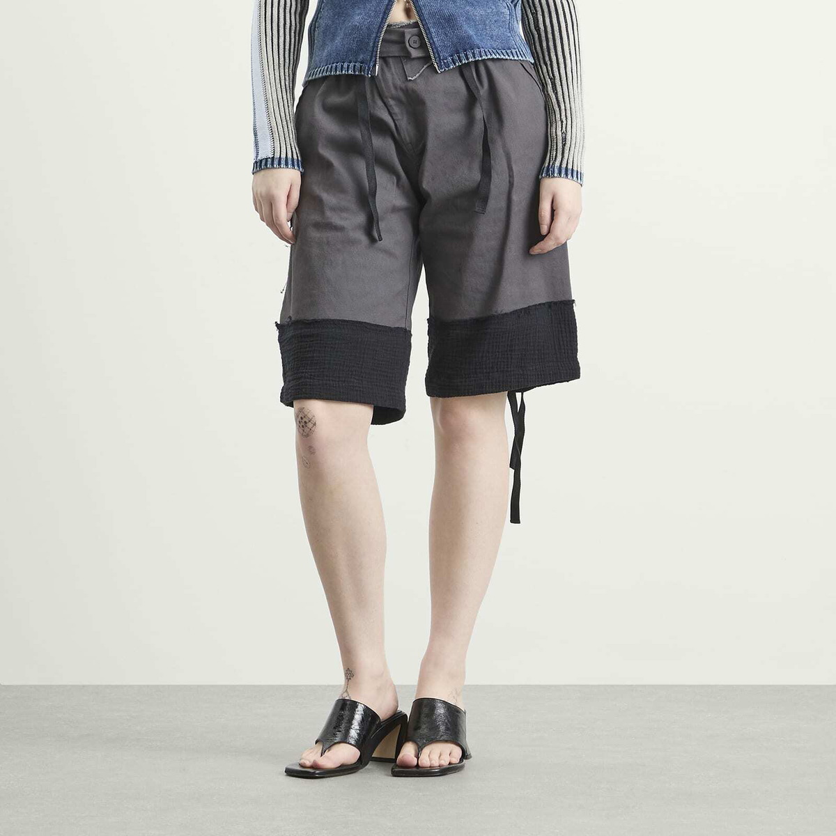 Ottolinger Women's Baggy Cargo Shorts in Black-Grey