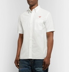 Human Made - Button-Down Collar Logo-Embroidered Cotton-Ripstop Shirt - White