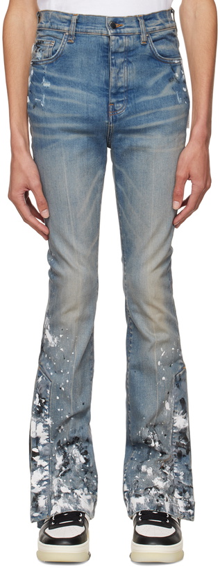 Photo: AMIRI Indigo Paint Splatter Jeans