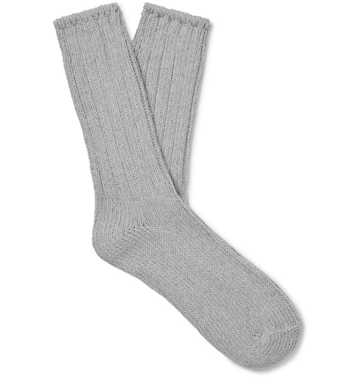 Photo: Thunders Love - Ribbed Recycled Cotton-Blend Socks - Gray