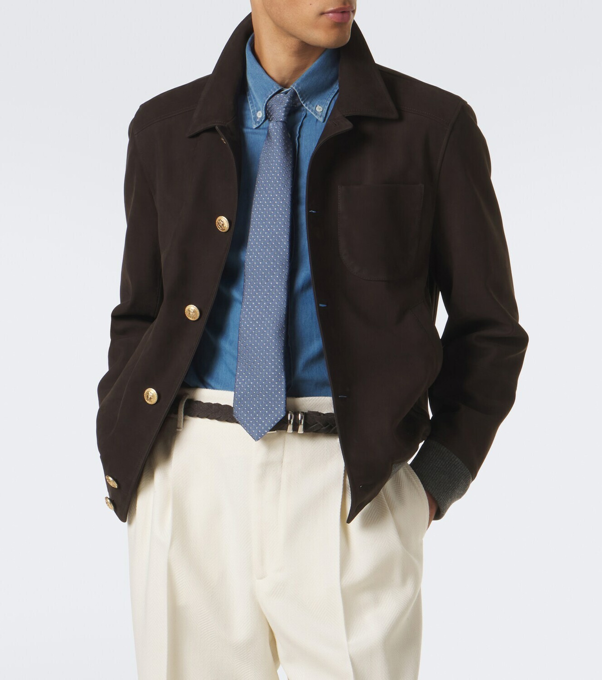 Brunello Cucinelli Cashmere-trimmed leather blouson jacket
