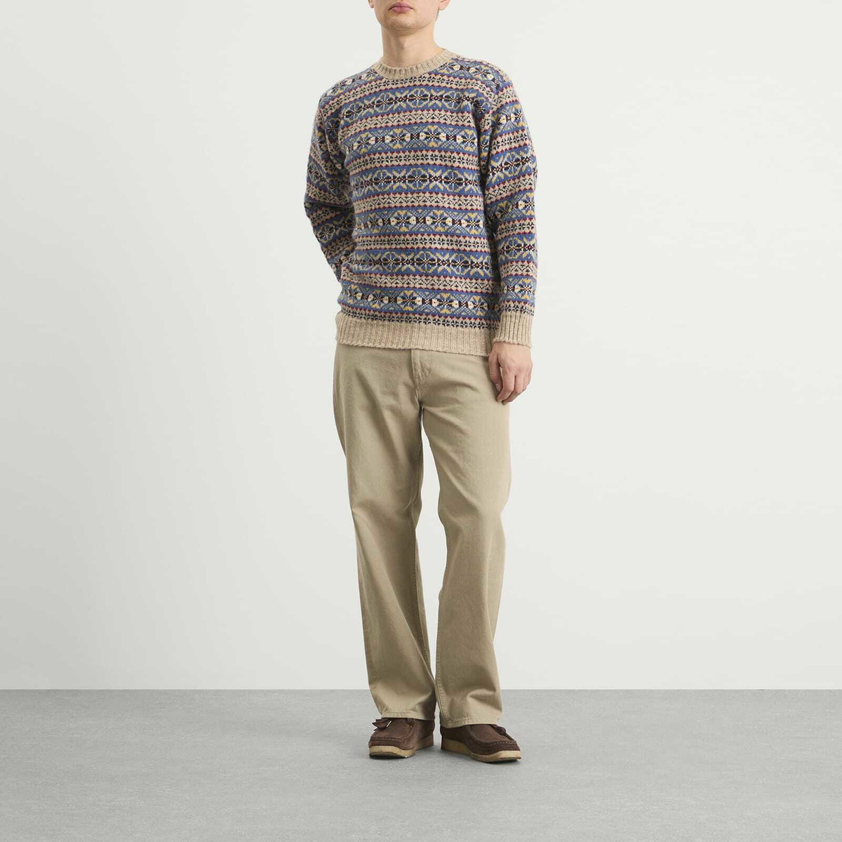 Jamieson's of Shetland Men's Jamiesons of Shetland Fair Isle Crew Knit in New Pattern Blue