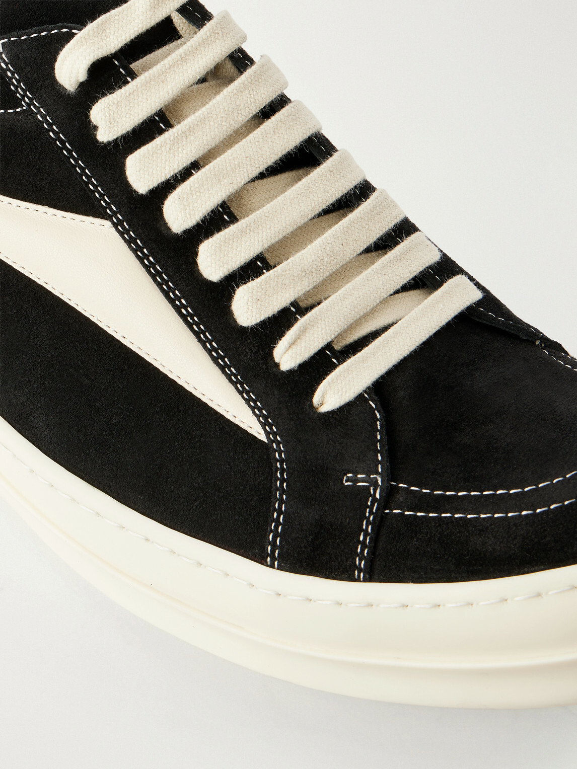 Rick Owens - Vintage Full-Grain Leather-Trimmed Suede and Rubber Sneakers - Black
