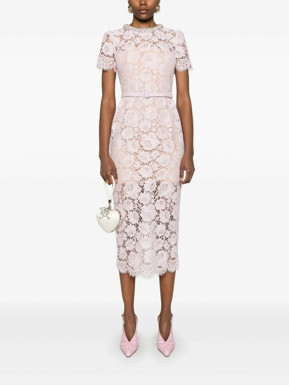 chinese dress ladies Blue Lace Embellished Midi Dress  self-portrait-US