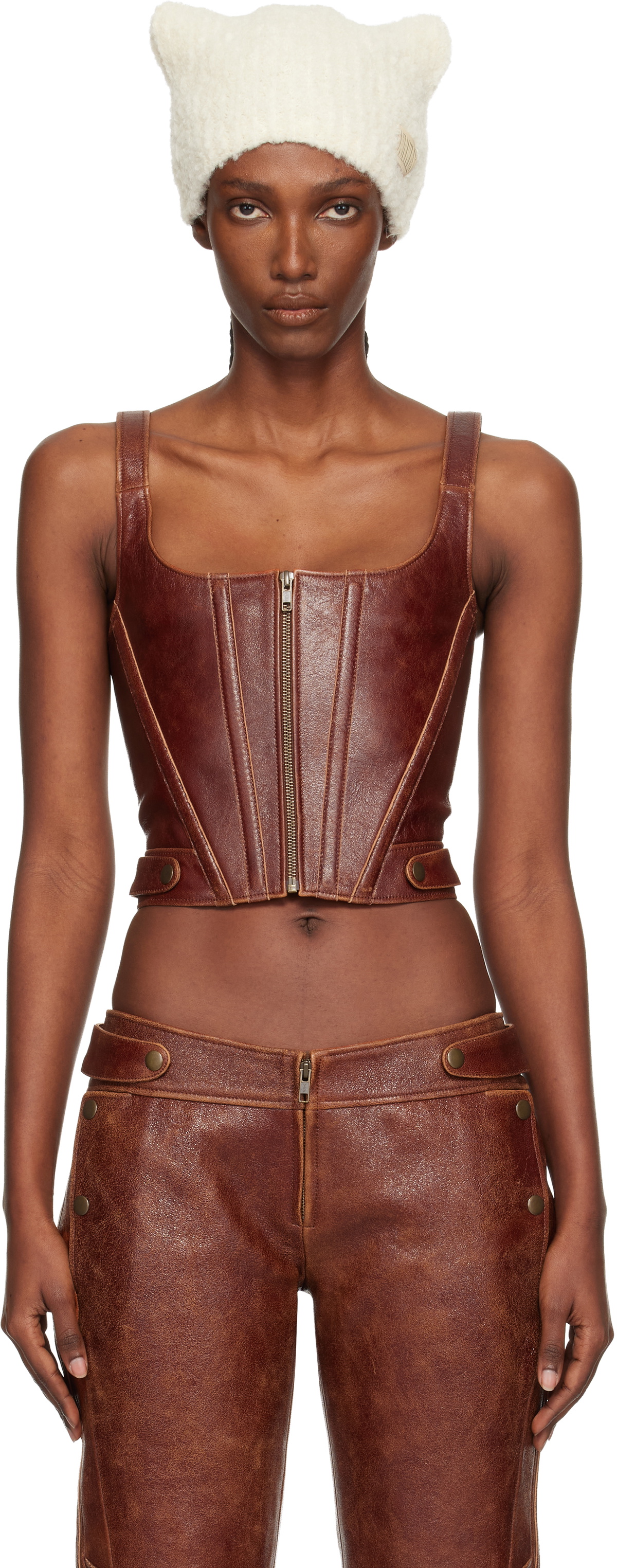 KNWLS Brown Claw Leather Corset