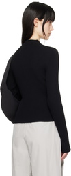 AMOMENTO Black Ribbed Mock Neck Cardigan