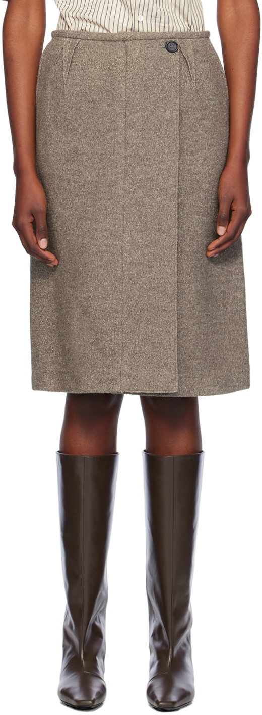UMBER POSTPAST Beige Wool Felted Midi Skirt
