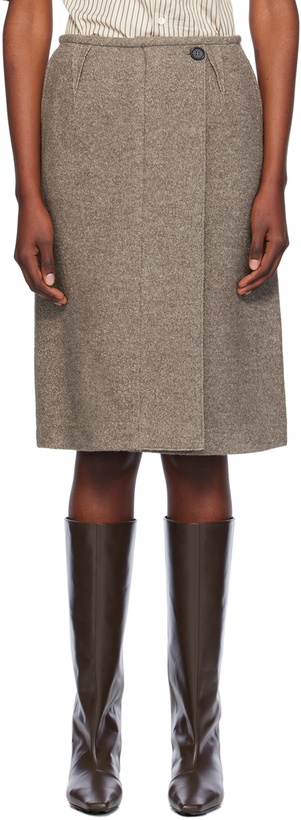 Photo: UMBER POSTPAST Beige Wool Felted Midi Skirt