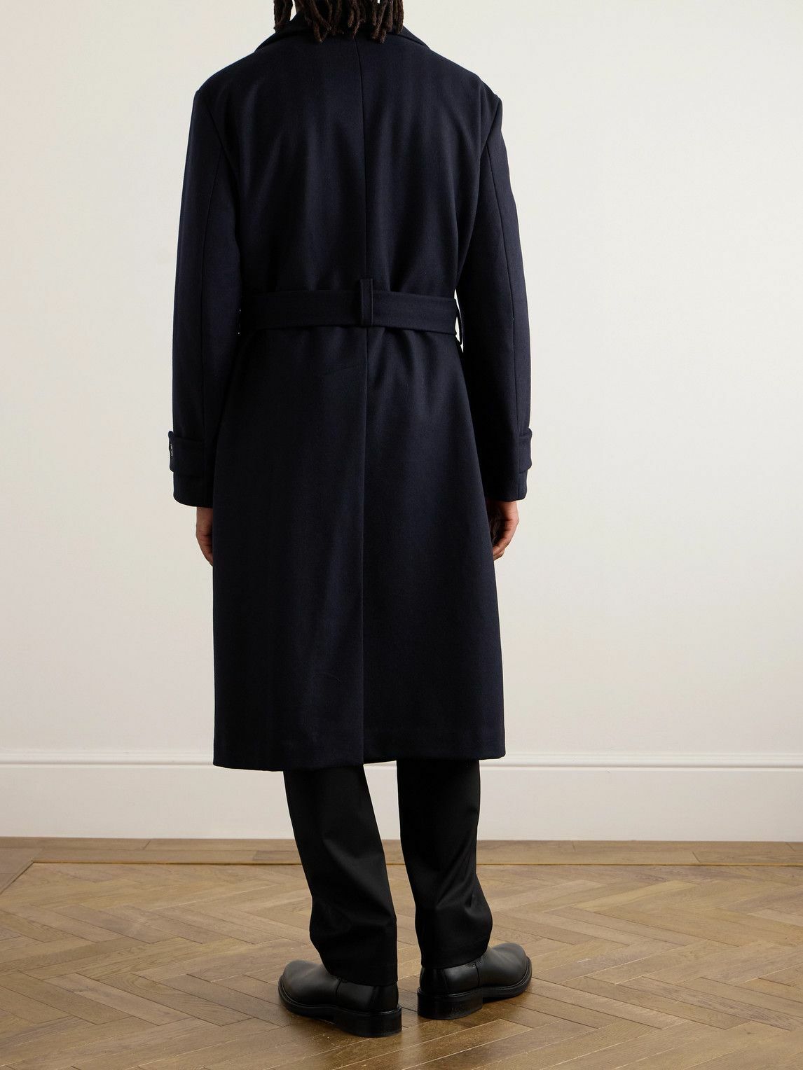 Barena - Double-Breasted Belted Melton Wool-Blend Coat - Blue