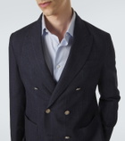 Eleventy Pinstriped wool, cotton, and cashmere blazer