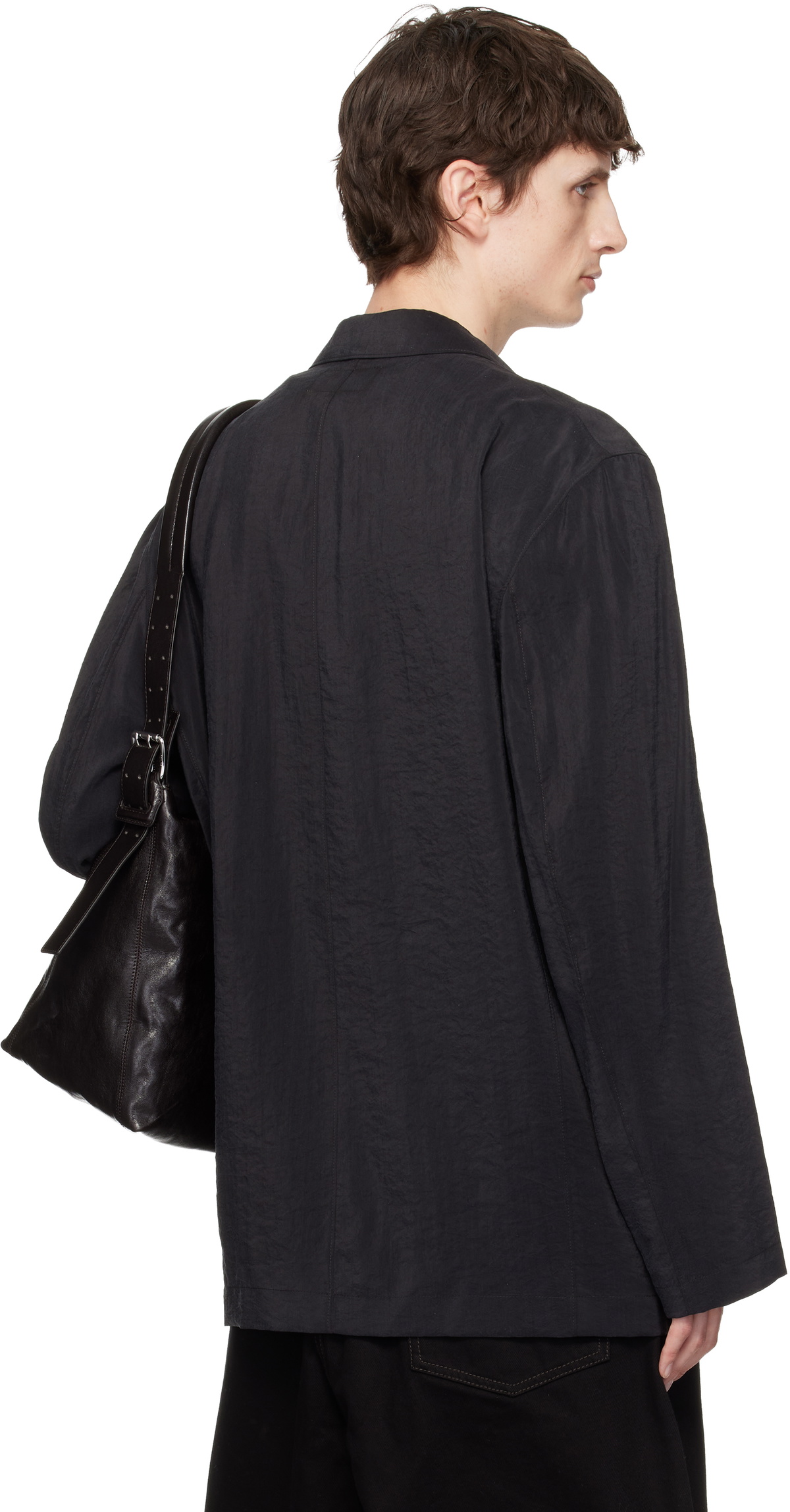 LEMAIRE Black Soft Double Breasted Dry Silk Blazer