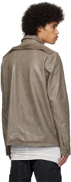 Rick Owens Gray Lido Leather Jacket