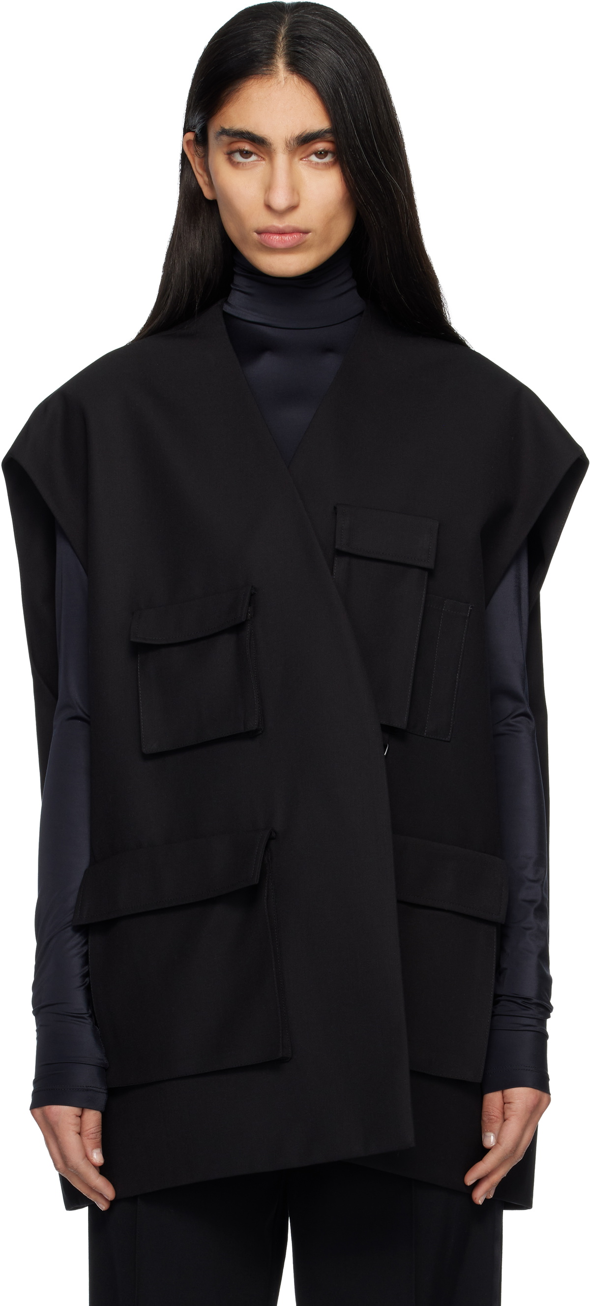 MARIE ADAM-LEENAERDT Black Utilitary Tailoring Vest