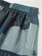 Anonymous ism - Slim-Fit Printed Cotton and Linen-Blend Boxer Shorts - Blue