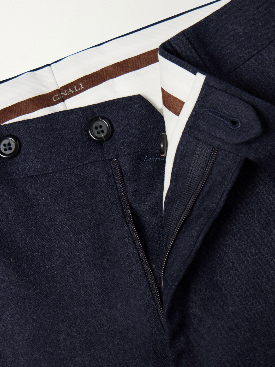 Canali - Slim-Fit Tapered Wool-Flannel Suit Trousers - Blue