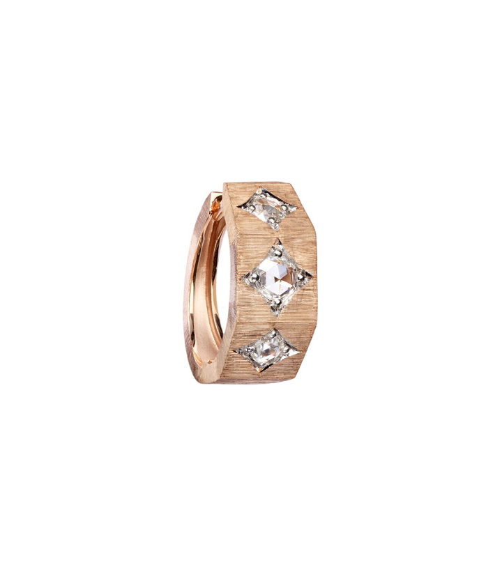 Photo: Marie Lichtenberg Ecrou 18kt rose gold single hoop earring with diamonds