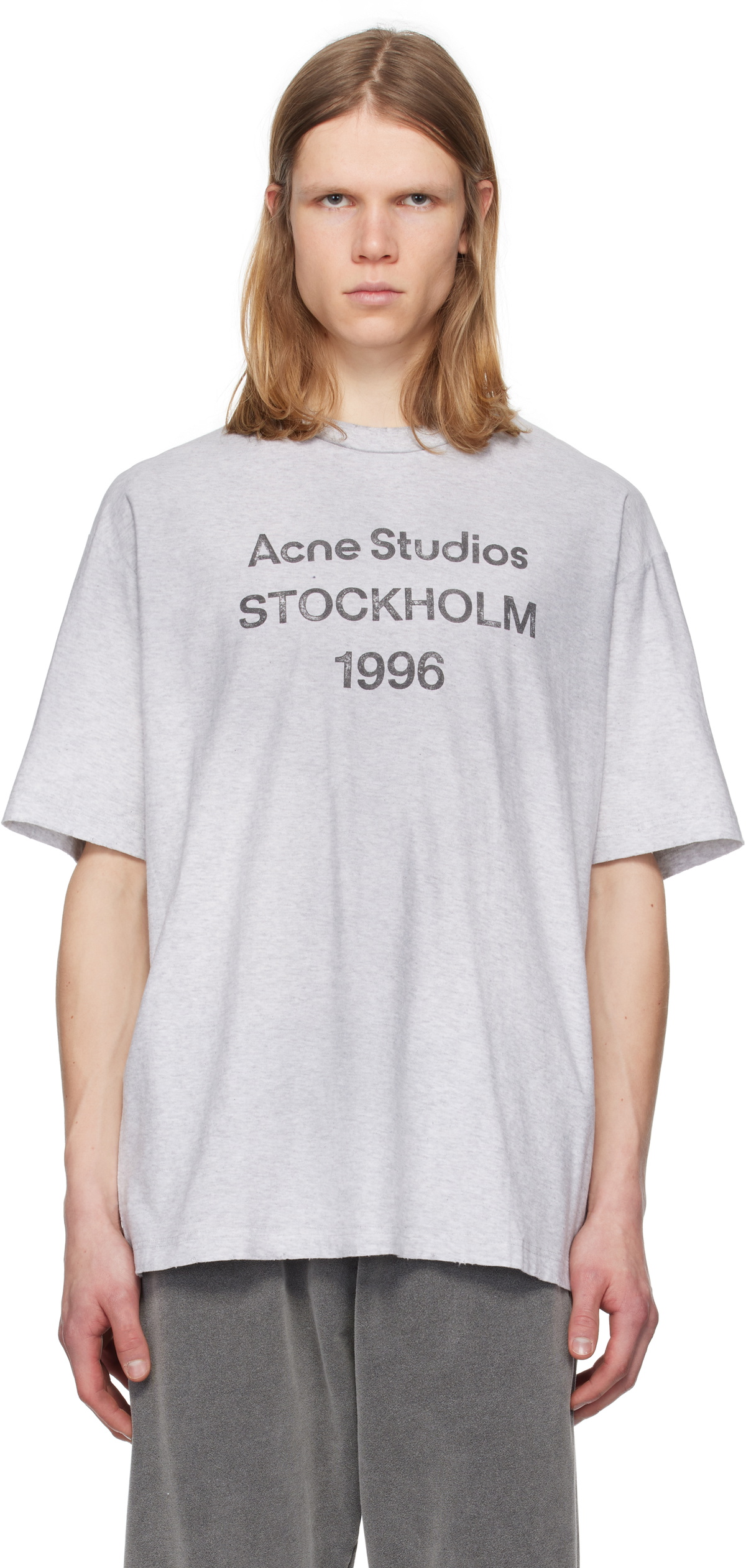 Acne Studios Gray Relaxed Fit Logo T-shirt Acne Studios