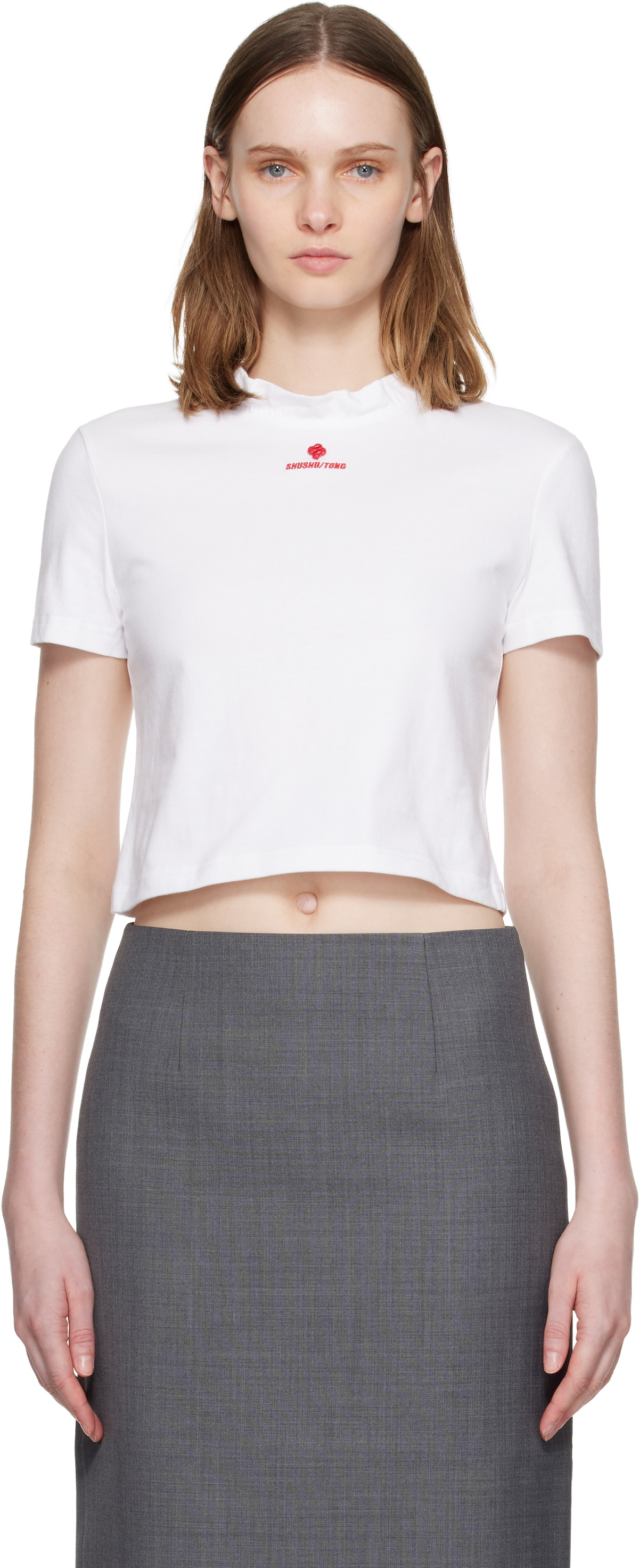 SHUSHU/TONG White Wave Lace Collar T-shirt