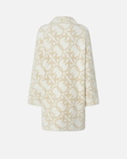 Pinko Short Faux Fur Coat With Logo Cream/Beige