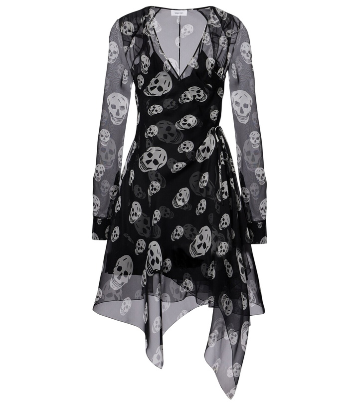 Photo: McQueen Skull asymmetric silk chiffon wrap dress