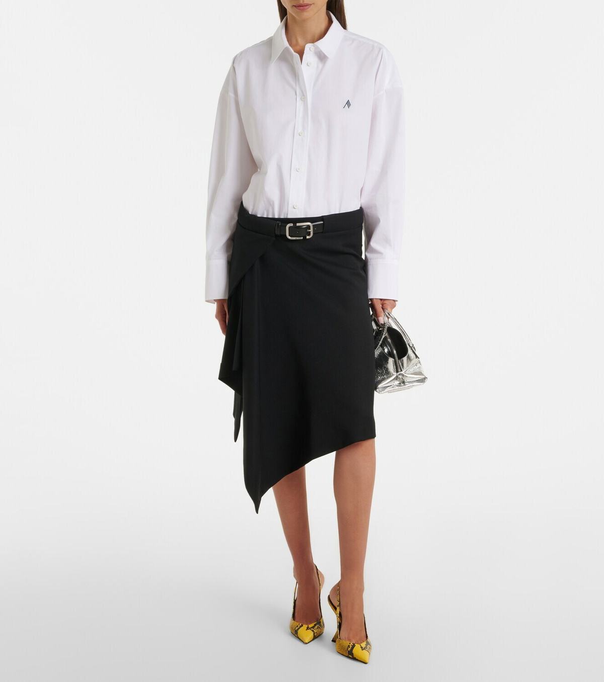 The Attico Asymmetric virgin wool wrap skirt