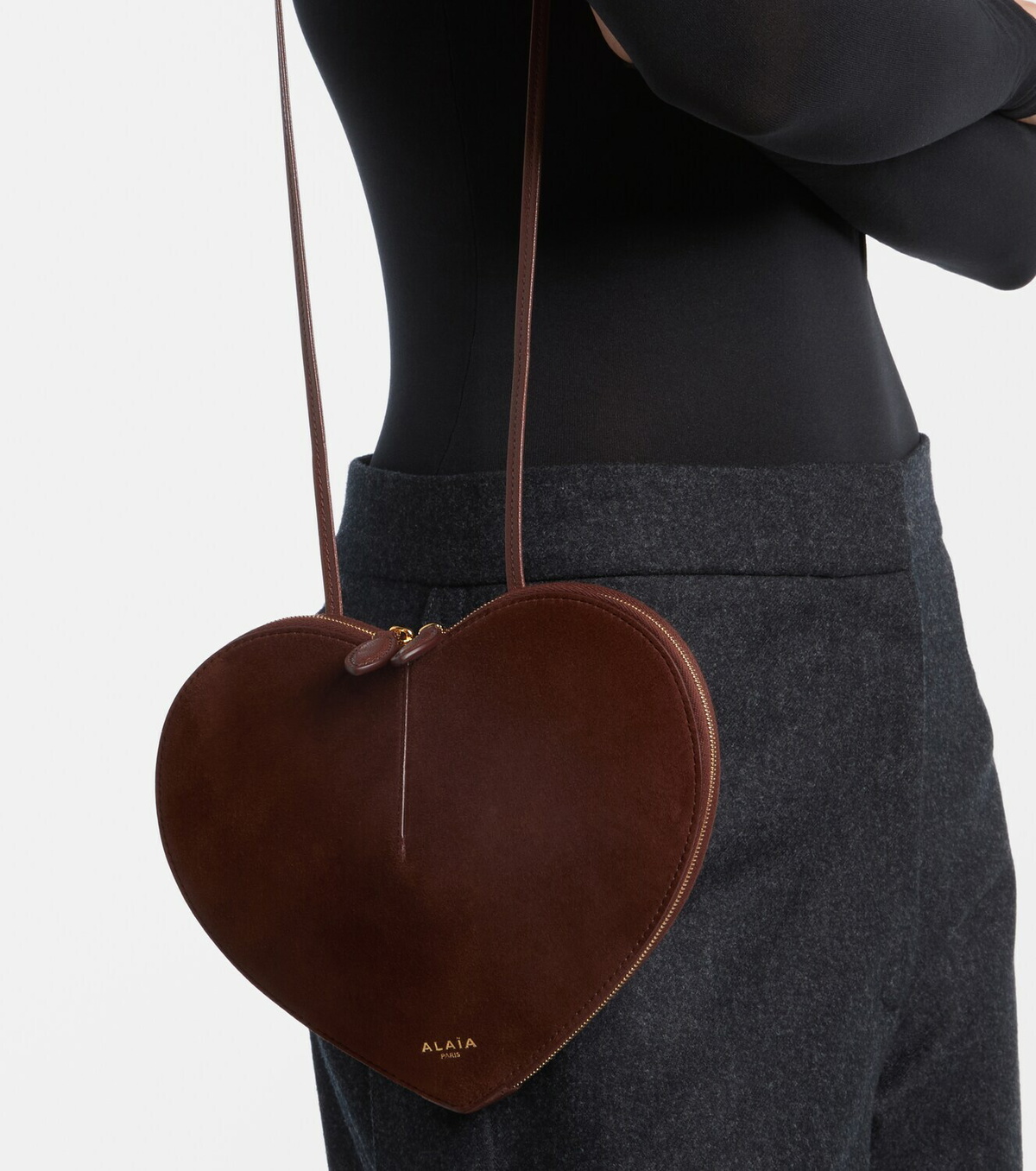 Alaïa Le Cœur leather and suede shoulder bag